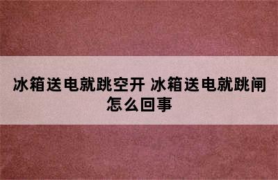 冰箱送电就跳空开 冰箱送电就跳闸怎么回事